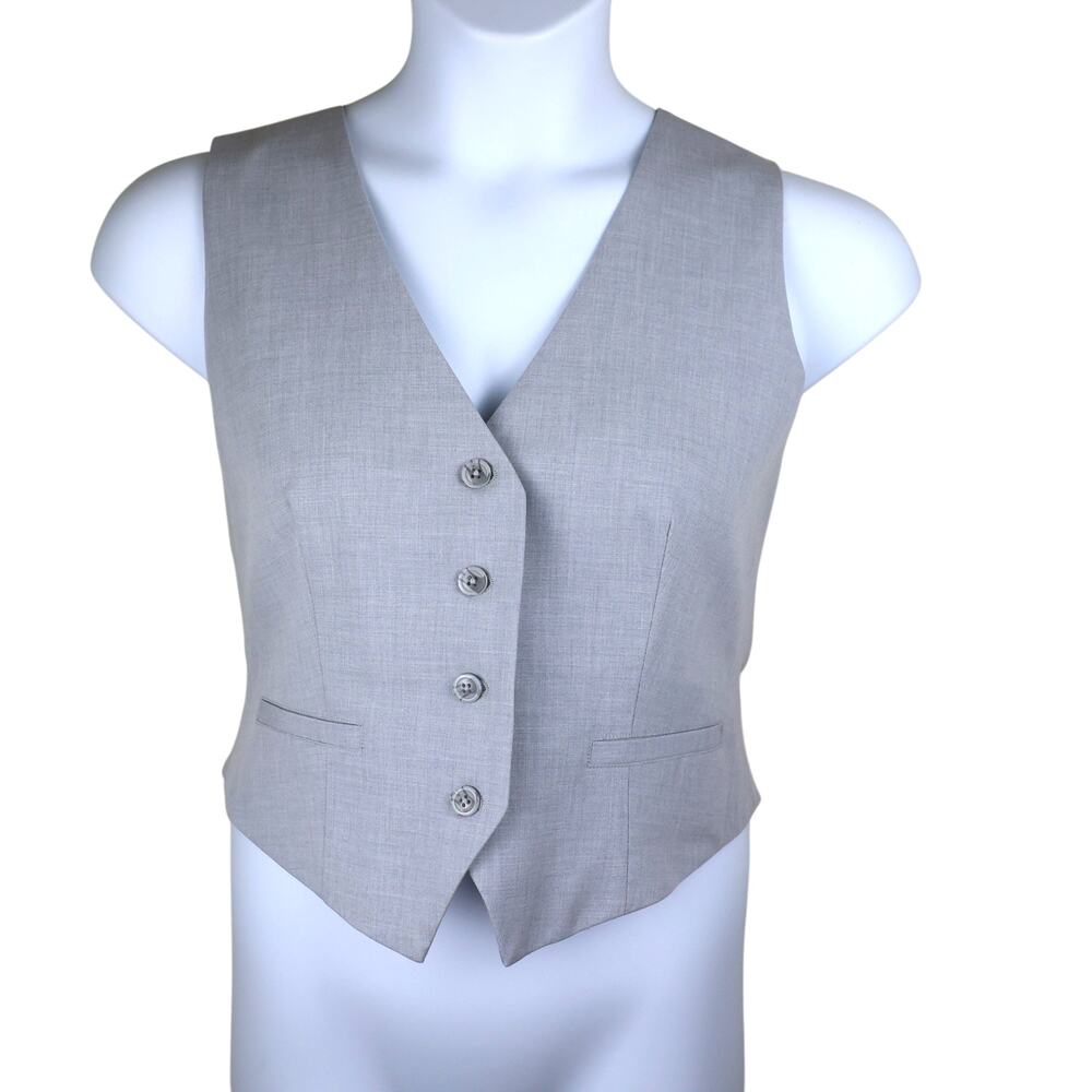 Good American Grey Blue Lightweight Lined Button Front Vest